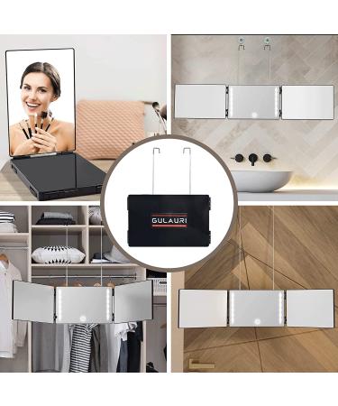 GULAURI 3-Way LED Lighted Barber Mirror | Trifold & Portable Hands-Free Mirror - Buy Online on SooperMarket.com
