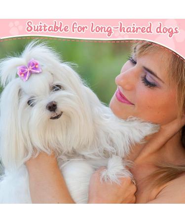 100-Piece Multicolor Dog Hair Bows with Rhinestone Pearls - Cute Girl Puppy Accessories for Pet Grooming - Buy Online on SooperMarket.com