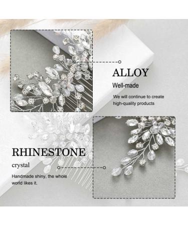 Catery Rhinestone Bridal Hair Comb - Silver Wedding Hair Piece for Women and Girls - Buy Online on SooperMarket.com
