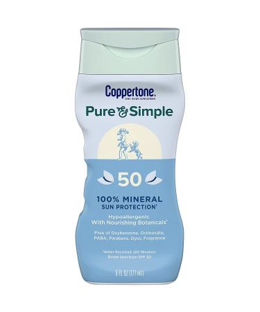 Coppertone Pure and Simple Zinc Oxide Mineral Sunscreen Lotion SPF 50 - Hypoallergenic - 6 Oz (Pack of 2) - Buy Online on SooperMarket.com