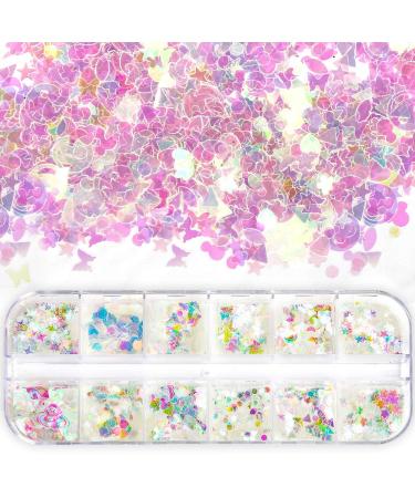 Teenitor 12 Boxes Holographic Nail Sequins - Ultra-Thin Colorful Glitter Sticker for Nail Art, Cosmetic and Festival Glitter Decoration - Buy Online on SooperMarket.com
