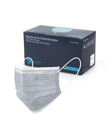 Dustpirate Curt Maria Medical 50 pieces op mask surgically medical face masks 100% made in Germany mouth protection 3-layer gray