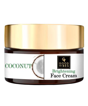 Good Vibes Coconut Brightening Face Cream | Skin Moisturizing Hydrating Lightweight Formula For All Skin Types | No Parabens & Sulphates (100 g/3.53 Oz)