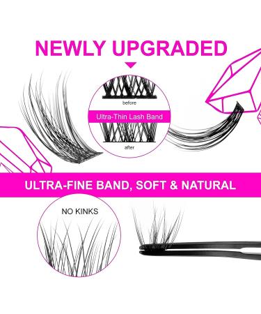 CAELYMINE Cluster Eyelash Extensions 144pcs - D Curl Soft Lash Extension Clusters for Beginners - Reusable 3D Cosplay Eyelash Cluster Extensions - Buy Online on SooperMarket.com