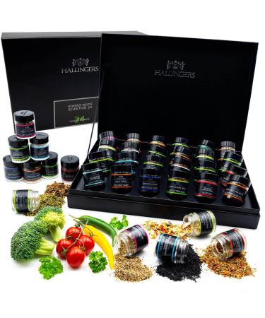 Hallinger's Deluxe Selection 24 - Spice gift set Handmade 24 spices from all over the world (set) - Mother's Day gift & gift ideas for Father's Day |New at home congratulations recovery 445 g (1 Pack)