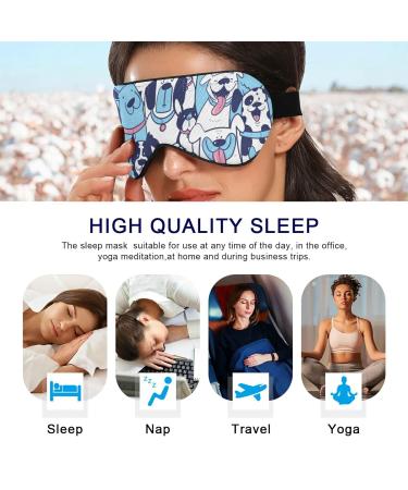 Sleep Mask Cute Dogs Blue Breathable Comfortable to Weighted Sleeping for Women Man Kids Conforms to Eye Contour Shape Adjustable Elastic Strap - Buy Online on SooperMarket.com