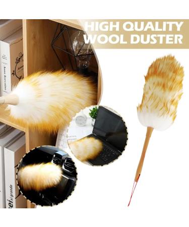 1PC Lambswool Duster with Wooden Handle 21 Inch Anti-Static Feather Duster Flexible Dusters for Cleaning Ceiling Fans Computer Screens Bookshelves 54cm - Buy Online on SooperMarket.com