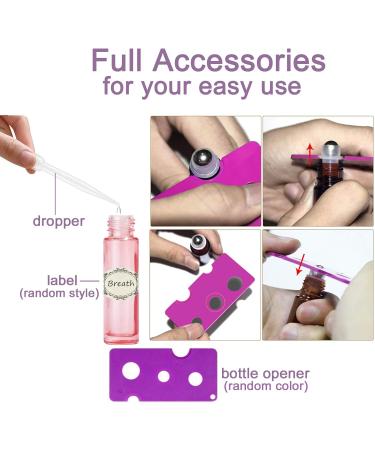 Alledomain 10Pcs 10ml Essential Oil Roller Bottles Refillable Transparent Rose Gold Glass Roll on Bottles Clear Roll Bottles with Stainless Balls & Rose Gold Cap Include Label Dropper & Opener Color 1 - Buy Online on SooperMarket.com