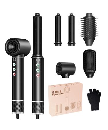 Airstyler Hairstyler 5 in 1 hairstyler with 110 000 RPM hairdryer 20m/s air flow hair dryer 320 millions Lonic hair styler set curling rod smoothing brush 340g slightly quiet drying black