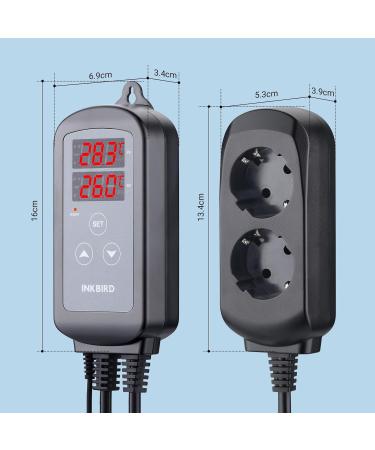 Buy Inkbird ITC-2T Thermostat - Digital Temperature Controller for Terrariums Greenhouses & Reptile Care | Dual Heating Sockets Day/Night Timer & Alarm Function - International Shipping Available - Buy Online on SooperMarket.com