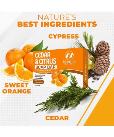 Cedar & Citrus Natural Bar Soap 4oz - Manly Scented Face and Body Cleanser - Made in USA - Buy Online on SooperMarket.com