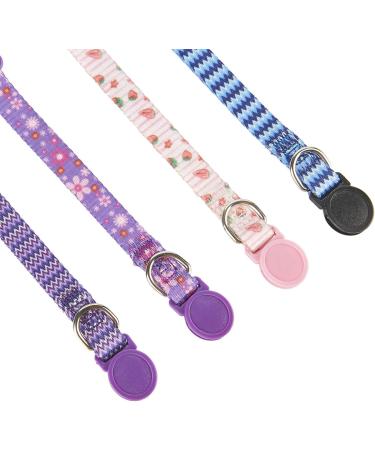 YUDOTE Cat Collars Pack of 2 Colorful Printed Basic Strong Girls Cat Collar Quick Release with Removeable Bell Pink Purple 19-28cm (Pakc of 2) Pink+Purple - Buy Online on SooperMarket.com