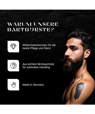 Barteitzeug Bartbrush - Gro (9.5 x 5cm) | Wild Boar Bristles & Pear Tree Wood | Daily Beard Care for Soft Smooth Beards - Buy Online on SooperMarket.com