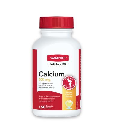 Wampole Calcium 500 mg Banana Custard Flavour 150 Chewable Tablets