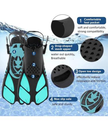 Createy Snorkel Set | Panoramic View Diving Mask, Trek Fin, Dry Top Snorkel - Green | S/M Adults 4.5-8.5 - Buy Online on SooperMarket.com