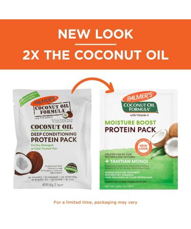Palmers Coconut Oil Deep Conditioning Protein Pack - 4 x 2.1 Oz | Hydrate & Repair Hair - Buy Online on SooperMarket.com