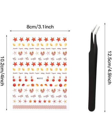 2800-Piece Mixed Summer Holiday Nail Art Stickers | 3D Flamingo, Cactus, Fruits, Leaves | Self-Adhesive Nail Decals with Tweezers - Buy Online on SooperMarket.com