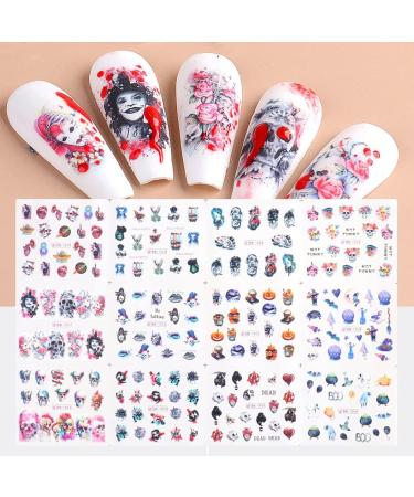 Day of The Dead Skull Nail Stickers - Water Transfer Decals for Halloween Nail Art - 12PCS Style C - Buy Online on SooperMarket.com