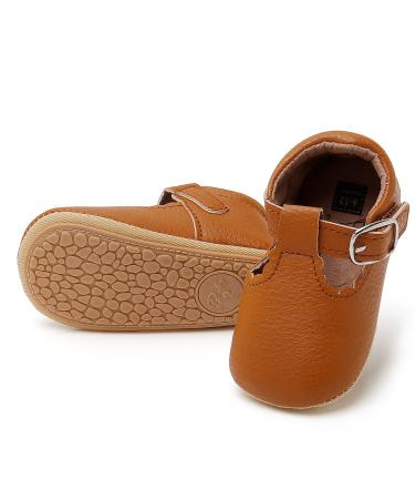 RVROVIC Baby Girl Moccasins Princess Mary Jane Flat Dresses Shoes Premium Lightweight Soft Sole Crib Shoes Toddler Shoes 0-6 Months A1 Brown