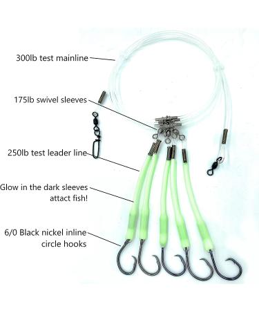Deep Drop Fishing Rig with 5 Demon Circle 6/0 Hooks and Glow Sleeve - Snapper Rig - Buy Online on SooperMarket.com