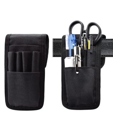 KATOLK 2 Pcs Belt Pen Holder, Multifunctional Adjustable Tactical Pencil Pouch, Detachable Military Duty Pencil Sleeve Case, Can Hold Pens, Rulers and Scissors, Black