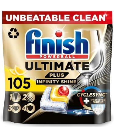 Bundle of Finish Ultimate Plus Infinity Shine Dishwasher 105 Tablets Lemon Bundle 1 x Dishwasher Cleaner 1 x Dishwasher Salt 2kg - Buy Online on SooperMarket.com