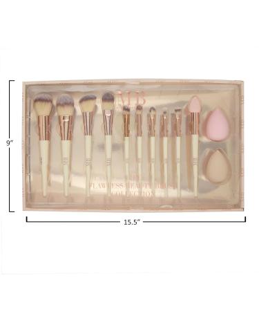 Expressions 12pc Flawless Makeup Brush Set - Vanilla Rose Gold | Premium Glitter Cosmetic Brushes for Contouring & Highlighting - Buy Online on SooperMarket.com