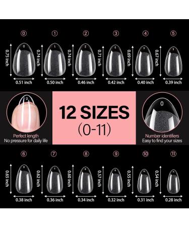 360PCS AILLSA Short Almond Nail Tips - Half Matte Soft Gel False Nails for DIY Press On Extensions - Clear Acrylic Gelly Tips - Valentine's Day Gift - 12 Sizes - Buy Online on SooperMarket.com