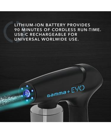Gamma+ Nano Atomization Evo Nano Mister Spray System Rechargeable USB TYPE-C High Liquid Capacity 340 ml 90 Minutes Cordless Running Time For Hair skin and Surfaces Black - Buy Online on SooperMarket.com