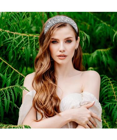 Sibba Rhinestone Padded Hairband - Crystal Beaded Wide Band Headpiece for Women - Buy Online on SooperMarket.com