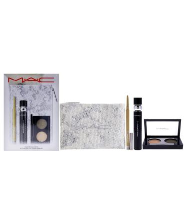 MAC Snowtrance Eye Kit for Women - 4 Pc 0.1oz Eye Shadow Duo 0.41oz M-A-C Stack Mascara - Black 0.01oz M-A-C Colour Excess Gel Pencil Eye Liner - Gold Goals Pouch
