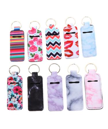 PACKOVE 10pcs Lipstick Lipstick Holder Keychain Wristlet Keychain Lanyards Sleeve Pouch Lip Balm Keychain Holder Lip Balm Keychain Portable Chopsticks Car Neoprene Miss Key Chain