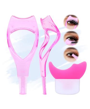 3 in 1 Mascara Shield 2Pcs Lash Tools Mascara Shield Applicator Guard Silicone Eyeliner Stencils Beginners Friendly Makup Tool by JIMIRE(Pink) Mascara Shield- 1