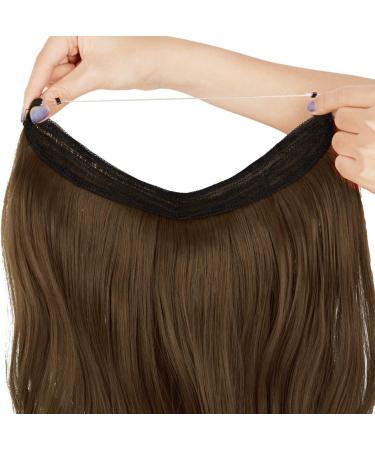 OMGREAT Ombre Halo Hair Extensions 18 Inch Wavy Curly Synthetic Hair - Light Chestnut Brown - Buy Online on SooperMarket.com
