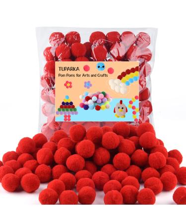 TUPARKA 100 Pcs Red Pom Poms 1 Inch Craft Pompoms Balls for Art Crafts DIY Projects