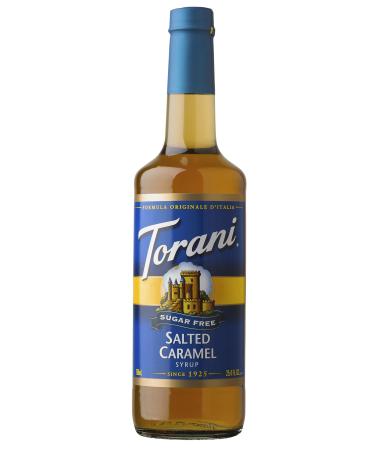 Torani Sugar Free Salted Caramel Syrup 750 ml - flavouring syrup for coffee tea soda cocktail etc. - zero sugar zero calories keto friendly