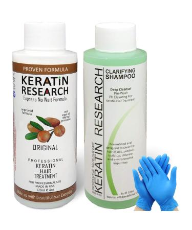 Keratina Para Alisar el Pelo Keratina Brasilera Tratamiento Capilar Resultados Profesionales Alisa y Suaviza el Cabello (Keratina por 120ml Champu Clarificante por 120ml guantes)