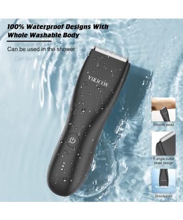 VIKICON Electric Groin Hair Trimmer and Body Groomer for Men - Waterproof Wet/Dry Hair Clippers with Replaceable Ceramic Blades - Male Hygiene Razor - Buy Online on SooperMarket.com