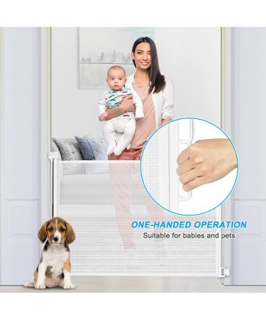 HEELALBABY Retractable Baby Gate for Stair 65" Extra Wide Outdoor Mesh Safety Gate for Dogs or Pets Fabric Indoor Puppy Gates for Doorways - Buy Online on SooperMarket.com