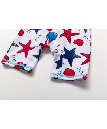BONVERANO Baby Boys Swimsuit 6-9 Months Blue Star | UPF 50+ Full-Zip Hoodie One Piece Swimwear - Buy Online on SooperMarket.com