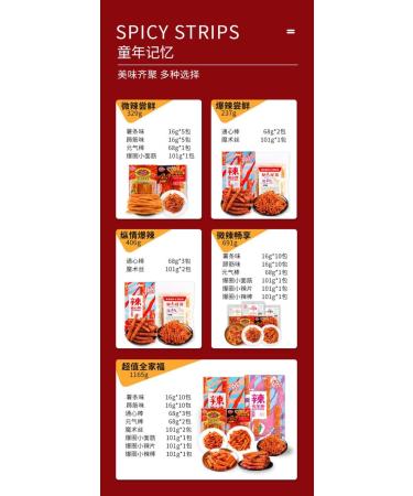 Latiao Combination Pack Spicy Strips Nostalgic Snack Gift Pack Internet Celebrity Snack Food Latiao Big Gluten Instant Snacks Instant Latiao Handmade latiao (406g (5 Big Bags)) - Buy Online on SooperMarket.com
