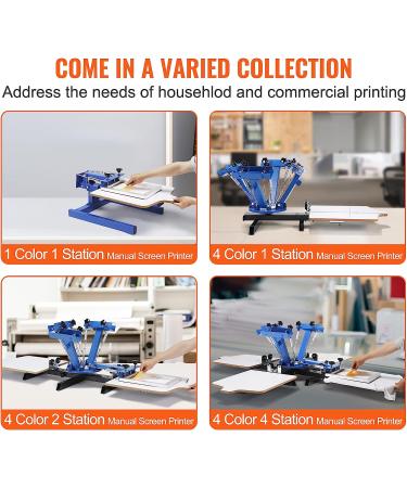 VEVOR 4 Color 1 Station Screen Printing Machine | 360 Rotatable Press | 21.2x17.7in Silk Screen Press | Double-Layer Pallet for T-Shirt DIY Printing - Buy Online on SooperMarket.com