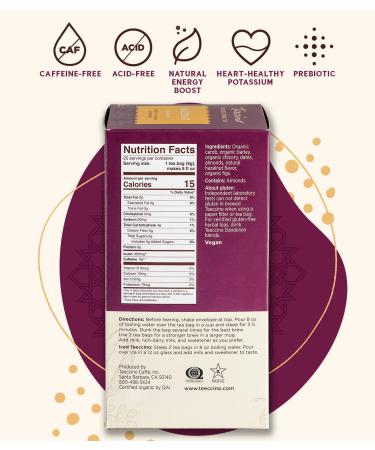 Teeccino Hazelnut Roasted Herbal Tea - Caffeine Free, Medium Roast, 25 Tea Bags | 5.3 oz (150 g) - Buy Online on SooperMarket.com
