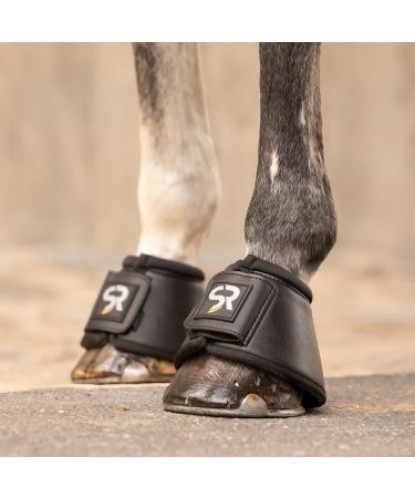 Sunride hoof bells (2 Set) - for horses - made of real leather and neoprene - to protect against bale kicks (m (small horse) black) m (small horse) black