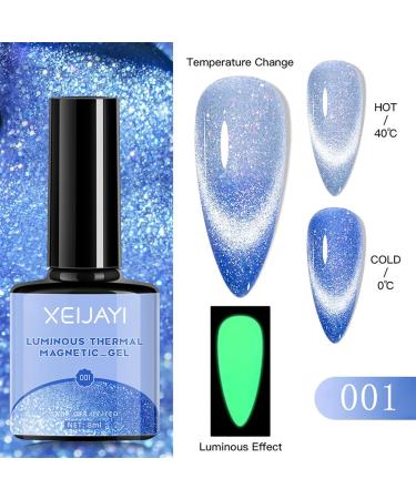 Holographic Gel Polish Glitter Cat Eye Gel Nail Polish Temperature Colour Changing UV Gel Polish Set with Neon Effect Soak Off Magnetic Nail Polish Nail Art Gift for Women - Buy Online on SooperMarket.com