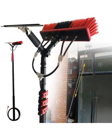 Water Fed Pole Kit Outdoor Window Cleaner Window Cleaning Tool with Rubber Strips Window Cleaning Pole Cleaning Brush Equipment Photovoltaic Panel Cleaning 12FT 3.6M 55cm Brush Head 10M/33FT