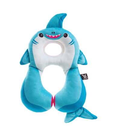 BenBat Travel Neck Pillow for Kids Toddler Comfortable Headrest Sleep Support for Car Flights & Road Trips. Child Size 1-4 Years (Blue-Shark)