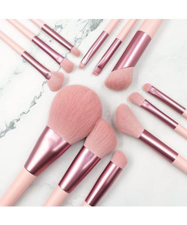 Premium Synthetic Pink Makeup Brush Set with Cleaning Mat - 12pcs Kabuki Powder, Blush, Foundation, Concealer, Eye Shadow Brushes | Makeup Tools - Buy Online on SooperMarket.com