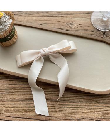 JSGHGDF Bowknot Hair Clip Elegances Long Ribbon Bowknot Shape Spring Hair Clip for Girl Photography Styling Tiaras Beige - Buy Online on SooperMarket.com