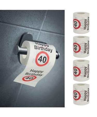 Toilet paper 4er set "Happy Birthday 40" 40.Birthday 24 meters 2-layer 180G/sqm Klopapier Motor paper (4 x toilet paper 40)